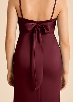 Azazie Mia Junior Cabernet Mermaid Pleated Stretch Satin Dress image6