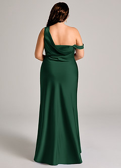 Azazie Madelyn Bridesmaid Dresses Dark Green Mermaid One Shoulder Stretch Satin Convertible Dress image16