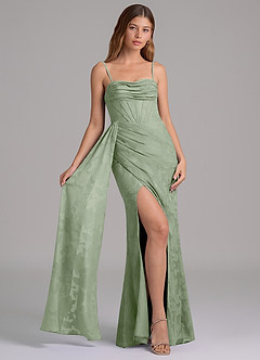 Azazie Amyra 신부 들러리 드레스 인어 오프 더 숄더 플로럴 번아웃 바닥 길이 드레스 image6