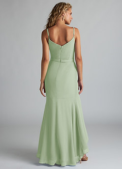 Azazie Summer Bridesmaid Dresses Dusty Sage Mermaid Scoop Cowl Chiffon Dress image2