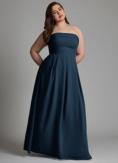 Azazie Lucienne Bridesmaid Dresses Dark Navy A-Line Strapless Chiffon Convertible Dress image12