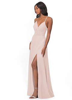 Azazie Everleigh Abiti da Damigella Abito A-Line in Chiffon con Scollo a Cuore a Pieghe Petalo Di Rosa image5