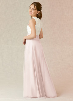 Azazie Albertine Junior A-Linie Spitze Chiffon Kleid Blassrosa image2