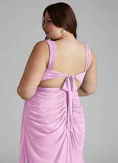 Azazie Jesaphine Bridesmaid Dresses Candy Pink Sheath Ruched Mesh Dress image7