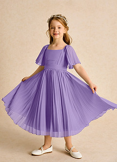 Azazie Gisele Abiti da Ragazza di Fiori Abito A-Line in Chiffon Plissettato Tahiti image4