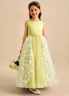 Azazie Maya Flower Girl Dresses Lemon Sorbet Ball-Gown Bow Tulle Dress image4