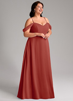 Azazie Marley Bridesmaid Dresses Terracotta A-Line Off the Shoulder Chiffon Convertible Dress image15
