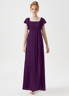 Azazie Bondi Junior A-Linie Seitliche Cut-Outs Gittergewebe Kleid Traube image4