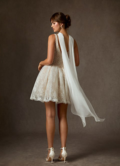 Azazie Dawn Abiti da Sposa Abito A-Line in Pizzo Diamante Bianco Nudo image2