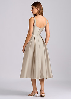 Azazie Amalie Bridesmaid Dresses Frost A-Line Pleated Stretch Satin Dress image5