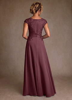 Azazie Christi Mother of the Bride Dresses Sangria A-Line Lace Chiffon Dress image2