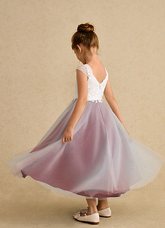 Azazie Momo Flower Girl Dresses Ivory Pomegranate A-Line Lace Dress image4