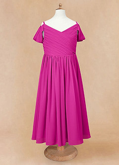 Azazie Chelle Flower Girl Dresses Fuchsia A-Line Pleated Chiffon Dress image6