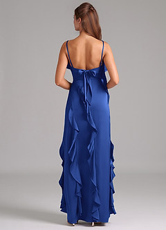 Azazie Malia Bridesmaid Dresses Royal Blue A-Line Side Slit Stretch Satin Dress image6