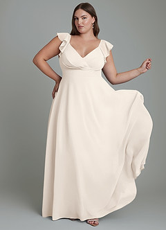 Azazie Leilani Bridesmaid Dresses White Alabaster A-Line Pleated Chiffon Dress image3