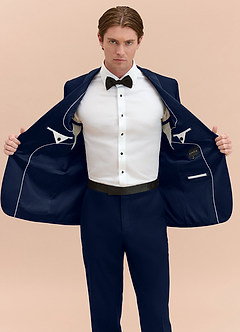 front Winston Marineblauw Smokingjas met sjaalkraag