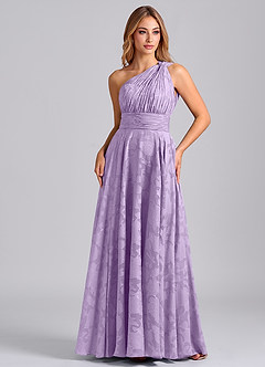 Azazie Charlize Final Sale Lilac A-Line One Shoulder Floral Burnout Dress image5