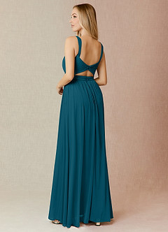 Azazie Reniya Bridesmaid Dresses Ink Blue A-Line Pleated Mesh Convertible Dress image2