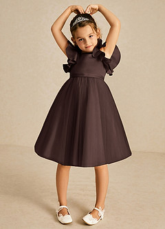 Azazie Kaeya Flower Girl Dresses Ganache A-Line Bow Tulle Dress image3