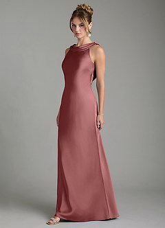 Azazie Aussie Bridesmaid Dresses Amethyst Sheath Pleated Stretch Satin Dress image4