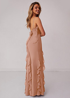 Barbie ♥ Azazie Bridesmaid Dresses Champagne Rose Sheath Bow Chiffon Dress image2