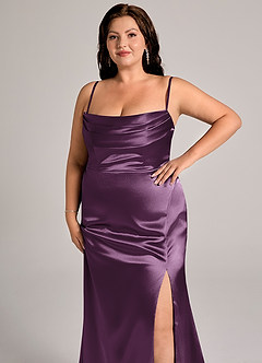 Azazie Saige Brudepigekjoler Skede Off-Shoulder Metallisk satin Gulv-længde Kjole image15