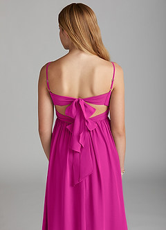 Azazie Zeya Junior Fuchsia A-Line Chiffon Dress image2