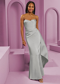 Barbie ♥ Azazie Bridesmaid Dresses Silver Sheath Strapless Stretch Satin Convertible Dress image8