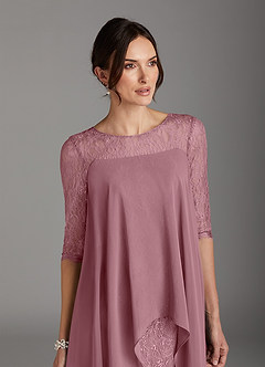 Azazie Flo Mother of the Bride Dresses Vintage Mauve A-Line Lace Chiffon Dress image2
