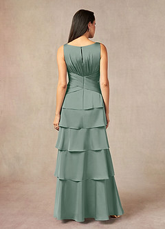 Azazie Viola Mother of the Bride Dresses Silver Sage A-Line Pleated Stretch Satin Dress image3