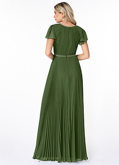 Azazie Kara Modest Bridesmaid Dresses A-Line Pleated Chiffon Floor-Length Dress image2