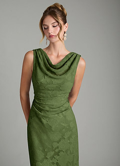 Azazie Kieryn Bridesmaid Dresses Olive Mermaid Pleated Floral Burnout Dress image11