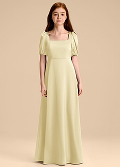 Azazie Briar Junior Klä av A-Line i Stretch Satin Rosett image7