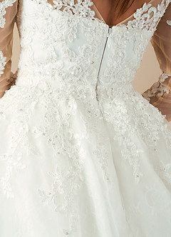 Azazie Nylah Final Sale Diamond White A-Line Sequins Tulle Dress image7