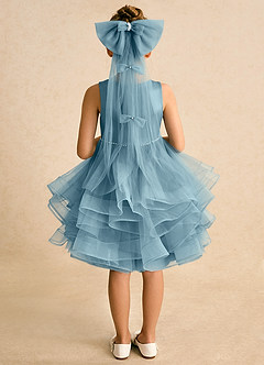 Azazie Tinie Blumenmädchenkleider Ballkleid Schleifen Tüll Kleid Stimmungsvolles Blau image6