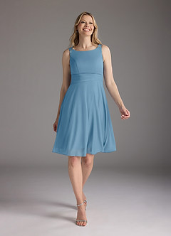 Azazie Sunny Mother of the Bride Dresses Steel Blue A-Line Pleated Mesh Dress image5