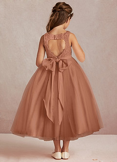Azazie Calla Flower Girl Dresses Bronzer Ball-Gown Lace Tulle Dress image3