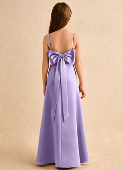 Azazie Joella Girls Formal Flower Girl Dresses Lilac A-Line Pleated Matte Satin Dress image4