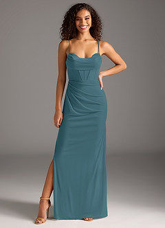 Azazie Mai Bridesmaid Dresses Bermuda Sheath Pleated Mesh Dress image3