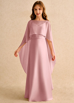 Azazie Fishie Girls Formal Robe Demoiselle D'honneur Fillette Robe Trapèze en Mat Satiné Rose Poussiéreuse image5