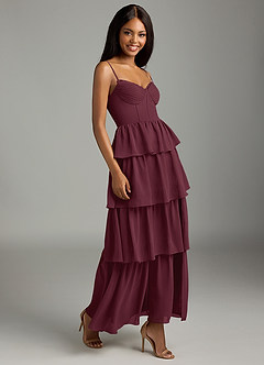 Azazie Kaiden Brautjungfernkleider A-Linie Herzausschnitt Chiffon Kleid Cabernetrot image3