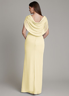 Azazie Hadley Essayer des robes à la maison Robe Sirène en Mousseline de soie Plissée Sorbet Citron image10