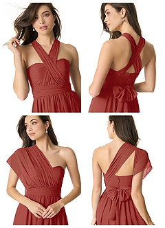Azazie Olani Bridesmaid Dresses Terracotta A-Line Off the Shoulder Chiffon Convertible Dress image8