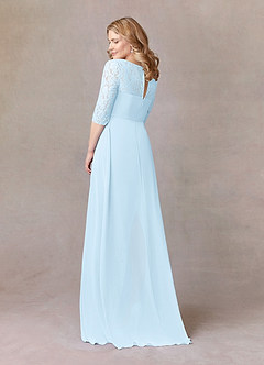 Azazie Leonine Mother of the Bride Dresses Sky Blue A-Line Scoop lace Chiffon Dress image4