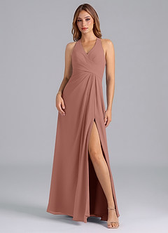 Azazie Dorota Bridesmaid Dresses Cedar Rose A-Line Pleated Chiffon Dress image3