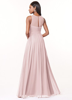 Azazie Nina Bridesmaid Dresses Blushing Pink A-Line Pleated Chiffon Dress image2