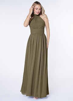 Azazie Iman Bridesmaid Dresses Willow Green A-Line A-Line Ruched Chiffon Dress image4