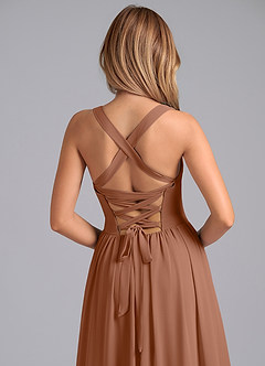 Azazie Francis Bridesmaid Dresses Bronzer A-Line Corset Chiffon Dress image7