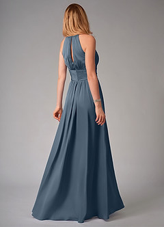Azazie Bonnie Bridesmaid Dresses Twilight A-Line Pleated Stretch Satin Dress image2