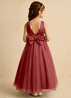 Azazie Lior Flower Girl Dresses Rust Ball-Gown Pleated Tulle Dress image5